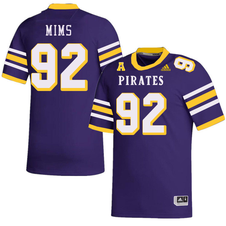 Men #92 CJ Mims ECU Pirates College Football Jerseys Stitched-Throwback